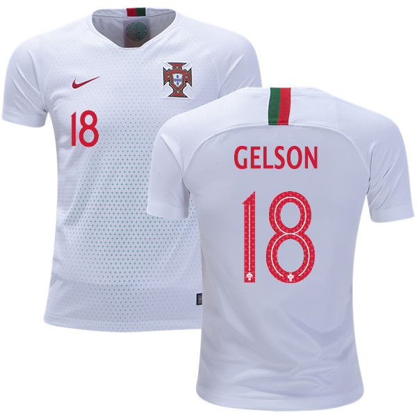 Portugal #18 Gelson Away Kid Soccer Country Jersey